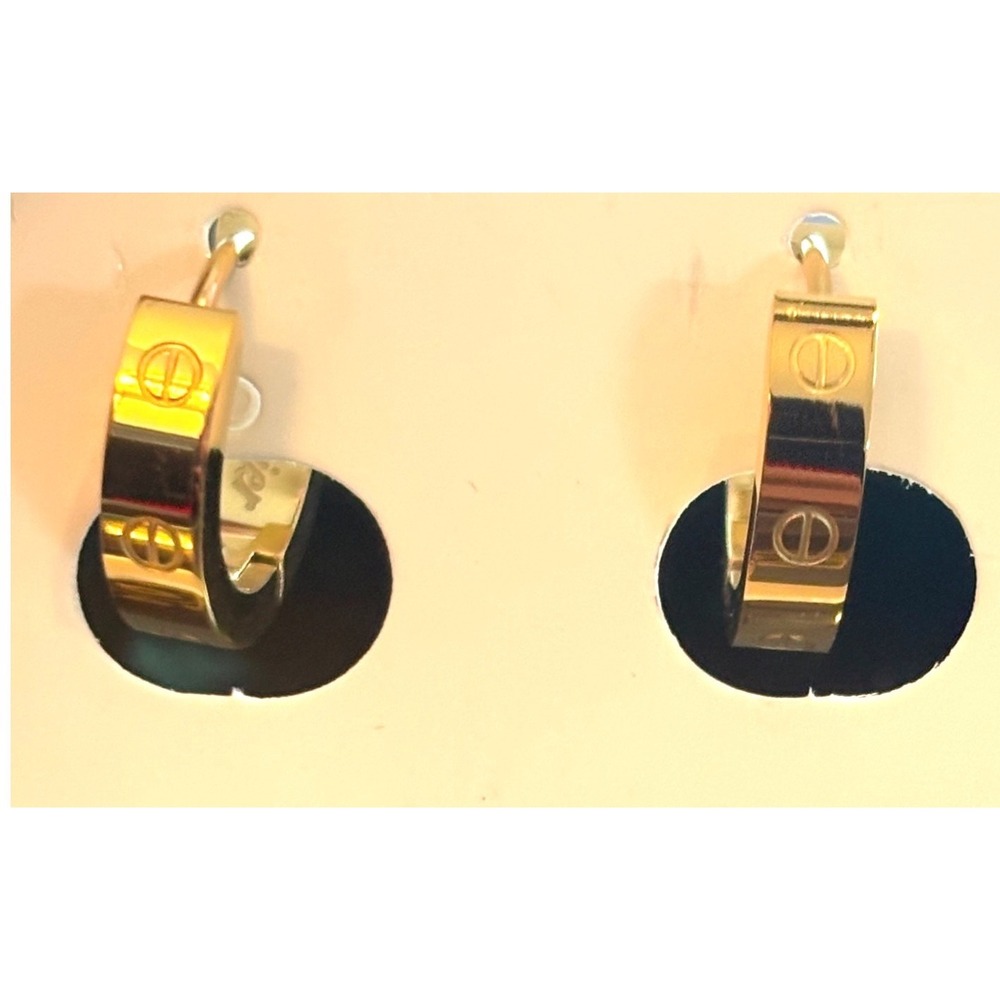 Gold  Huggie hoop Earrings Fashion‎ Jewelry Fun Unique Gift for Her NWOT - Picture 6 of 7